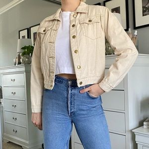 Cream Cropped Denim Jacket | Poshmark